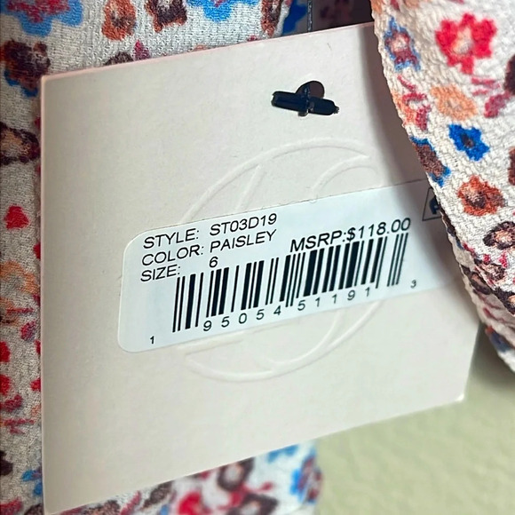 Sage Collection Puff Sleeve Paisley Wrap Dress White size 6 - Picture 9 of 12